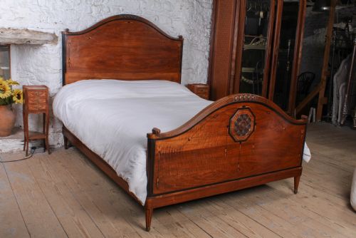 fig 2. Charming Fruitwood Inlay Arts and Crafts King Size Bed
