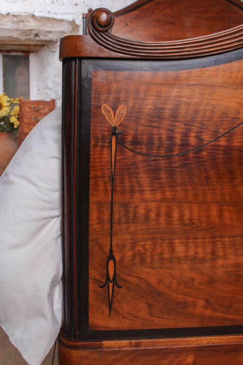 fig 3. Charming Fruitwood Inlay Arts and Crafts King Size Bed