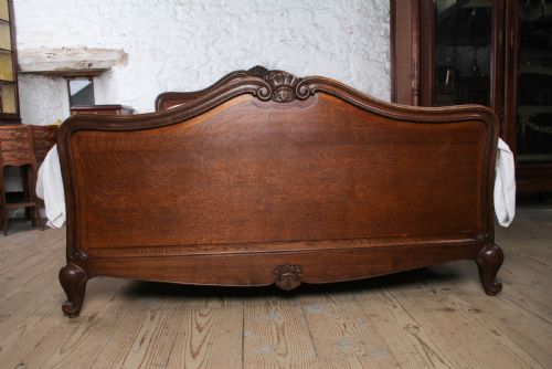 fig 1. All Original Solid Oak Louis XV Style King Size Bed