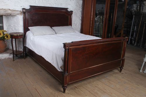 fig 1. Handsome King Size Mahogany Bed with Brass Inlay