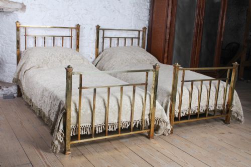 fig 5. Gorgeous Pair of Square Tube All Brass Single Beds (Can be Joined)