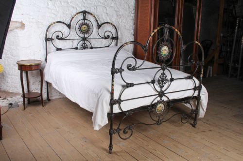 Extremely Rare Hand Painted Three Hoop Bed