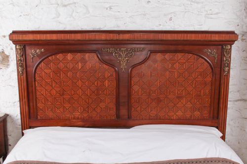 FRENCH EMPIRE MAHOGANY AND FRUITWOOD PARQUETRY 5' KING SIZE BED - ADDITIONAL PHOTO 2