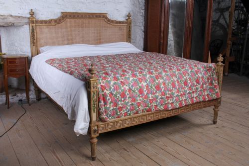 fig 1. Absolutely Show Stopping Caned and Carved Original 6’ Louis XVI Bed