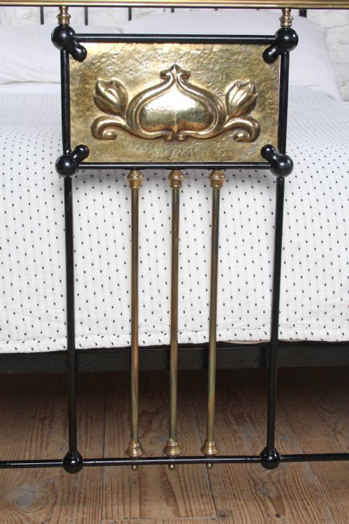 fig 2. Lovely All Original Art Nouveaux Style Iron and Brass Double Bed