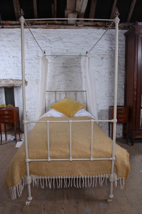 fig 1. Superbly Sweet Single Four Poster Iron and Brass Bed