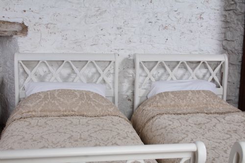 POSITIVELY CHARMING PAIR OF PAINTED FRENCH SWAN SINGLE BEDS - ADDITIONAL PHOTO 1