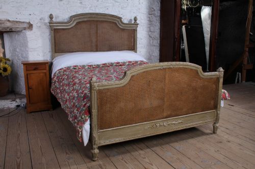 HANDSOME LOUIS XVI STYLE CANED DOUBLE BED