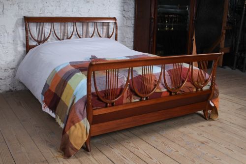 Gorgeous Cherry Wood Pre–mid-century Modern European Double Bed