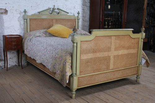 Fabulous Empire Style Painted Wood and Caned King Size Bed