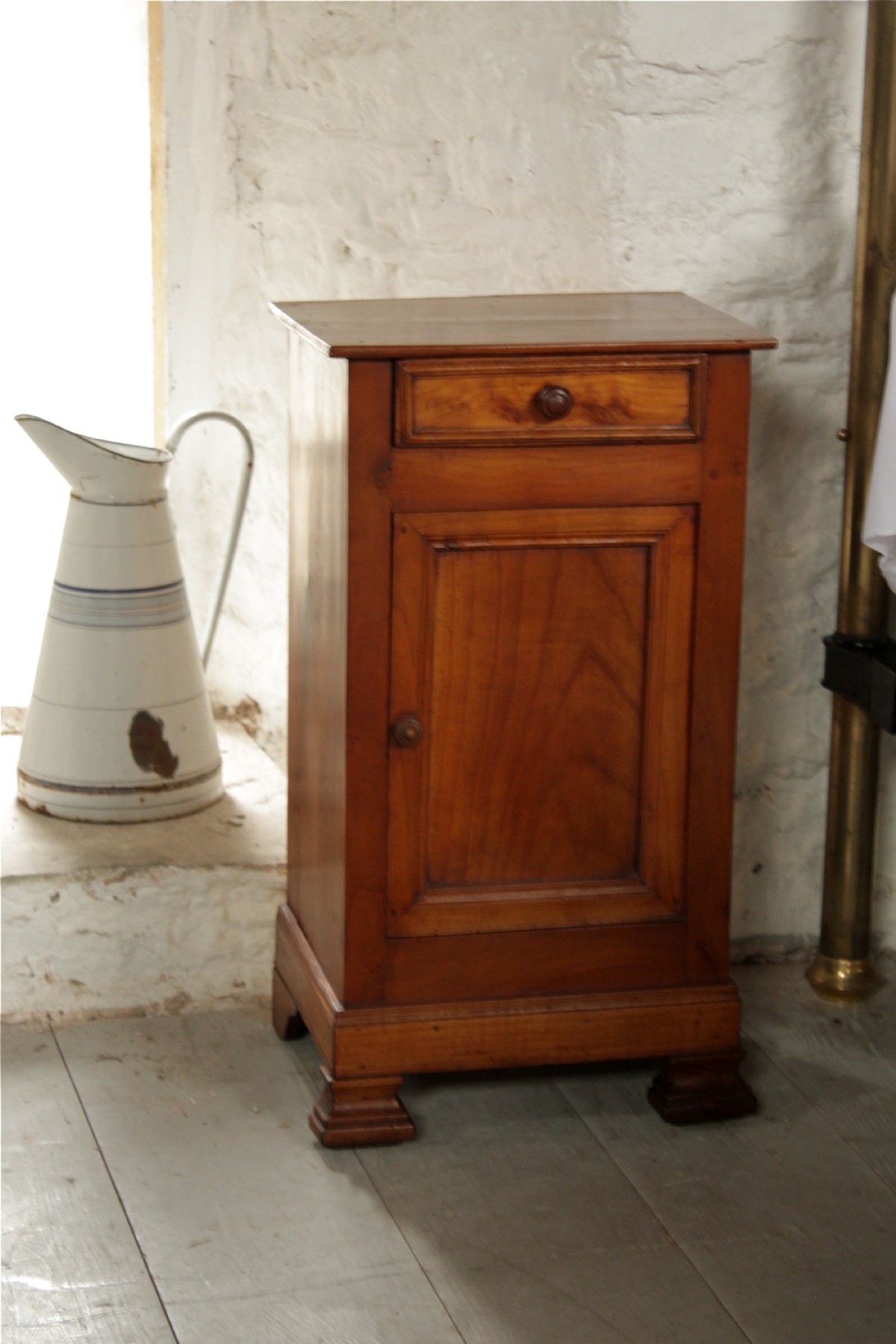 Lovely French cherry bedside cabinet with drawer and cupboard