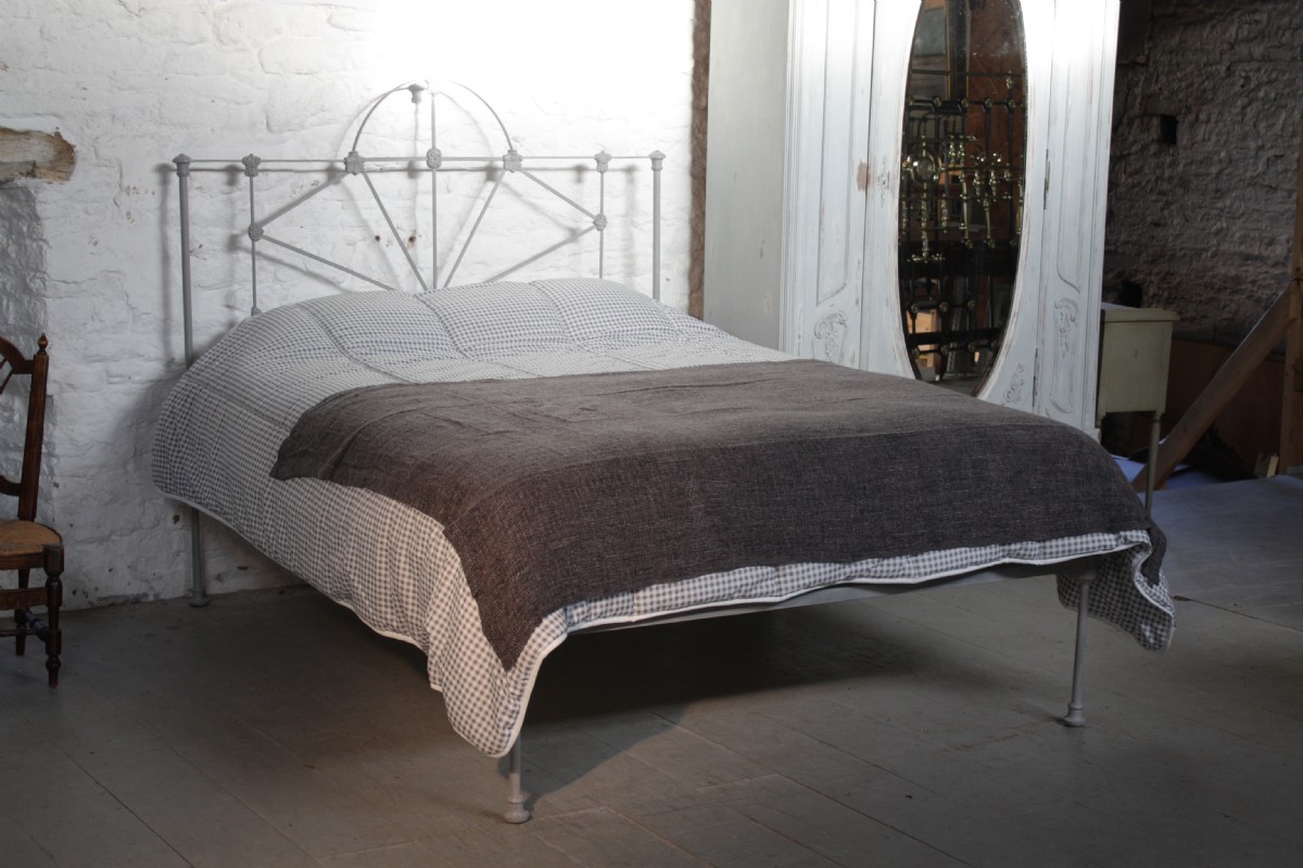 All iron king size no end bedstead in soft grey
