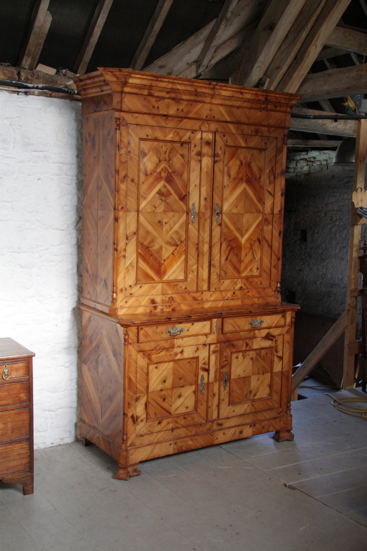 Large stunning imposing parquetry dresser
