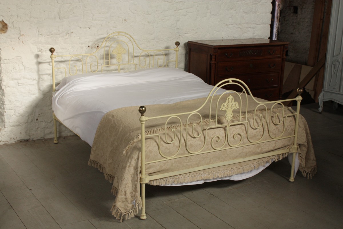 Pretty forged iron cream king size bed