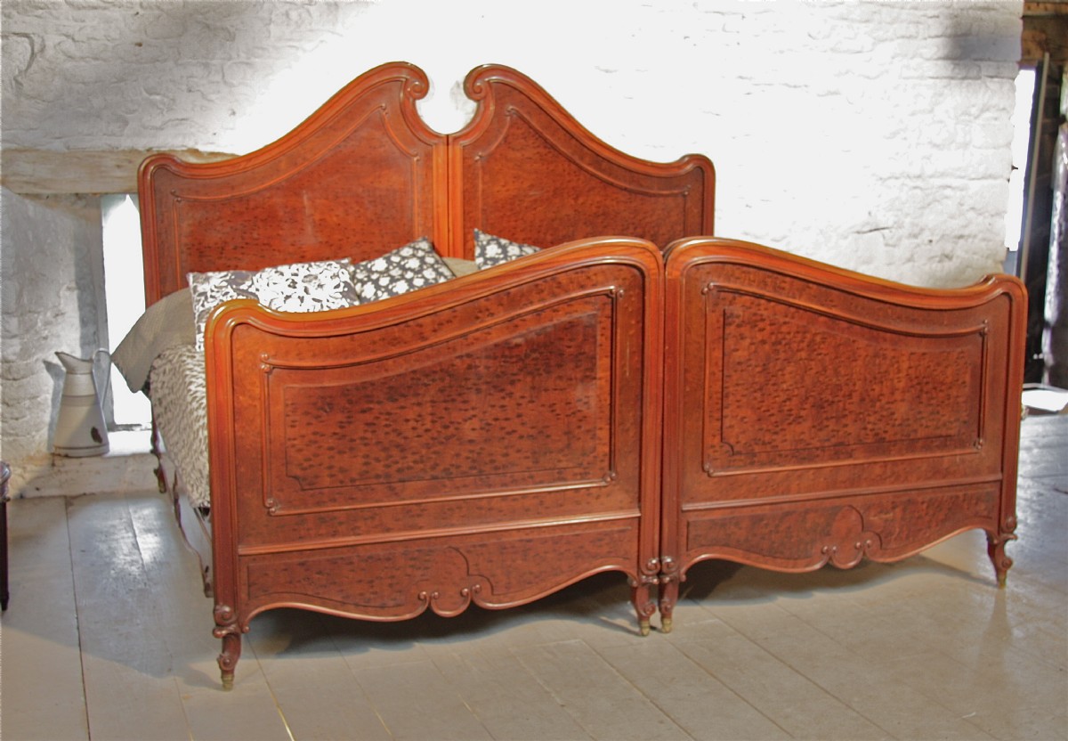 Biggest french birds eye maple antique bed