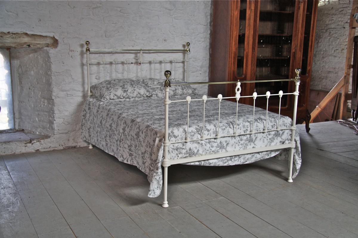 Classic Victorian white and brass double bed