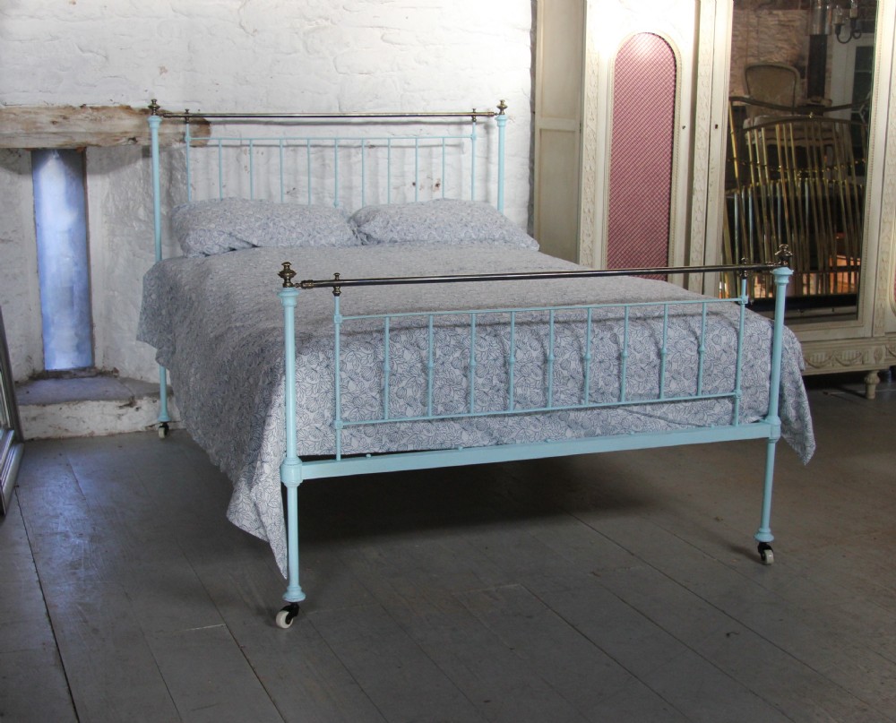 Early simple English forged Brass and iron bed king size