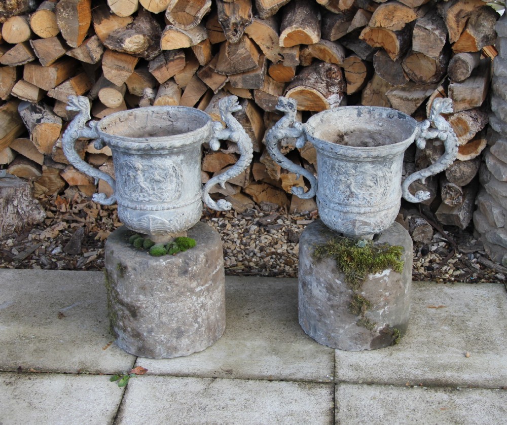 Decorative Victorian Lead Urns