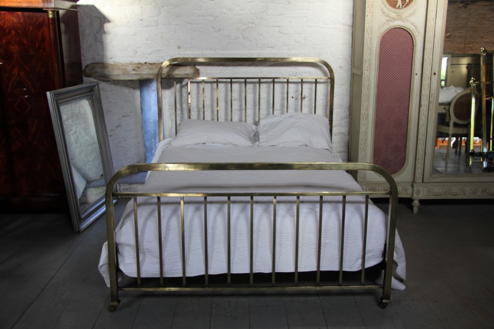 French original 160 cms wide aged brass bed