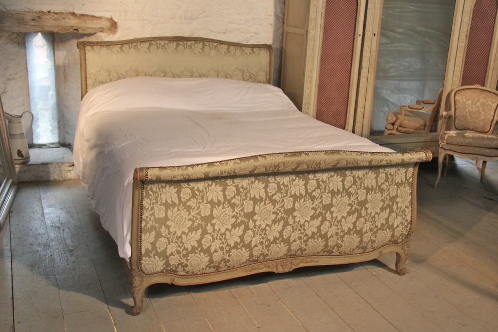 All original silk upholstered king size French Lit Bateau