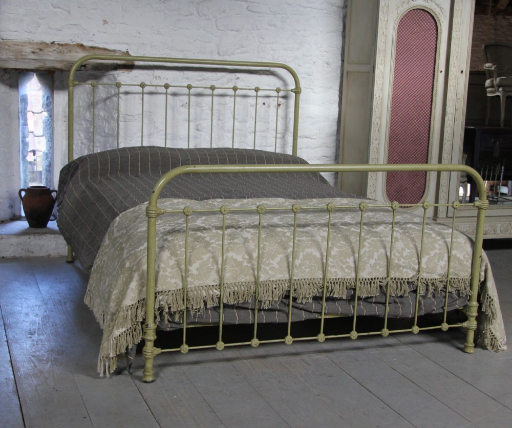 All iron king size French bed in shabby chic aged finish