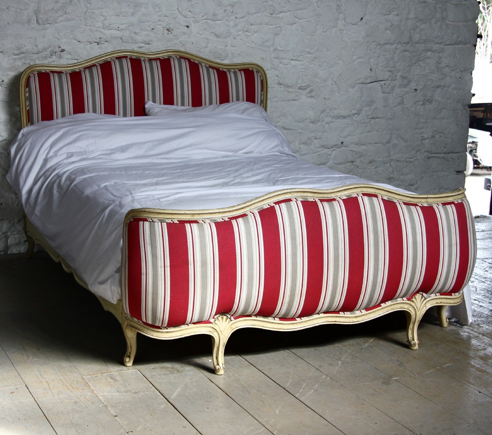 Newly upholstered French Louis XV style corbeille bed
