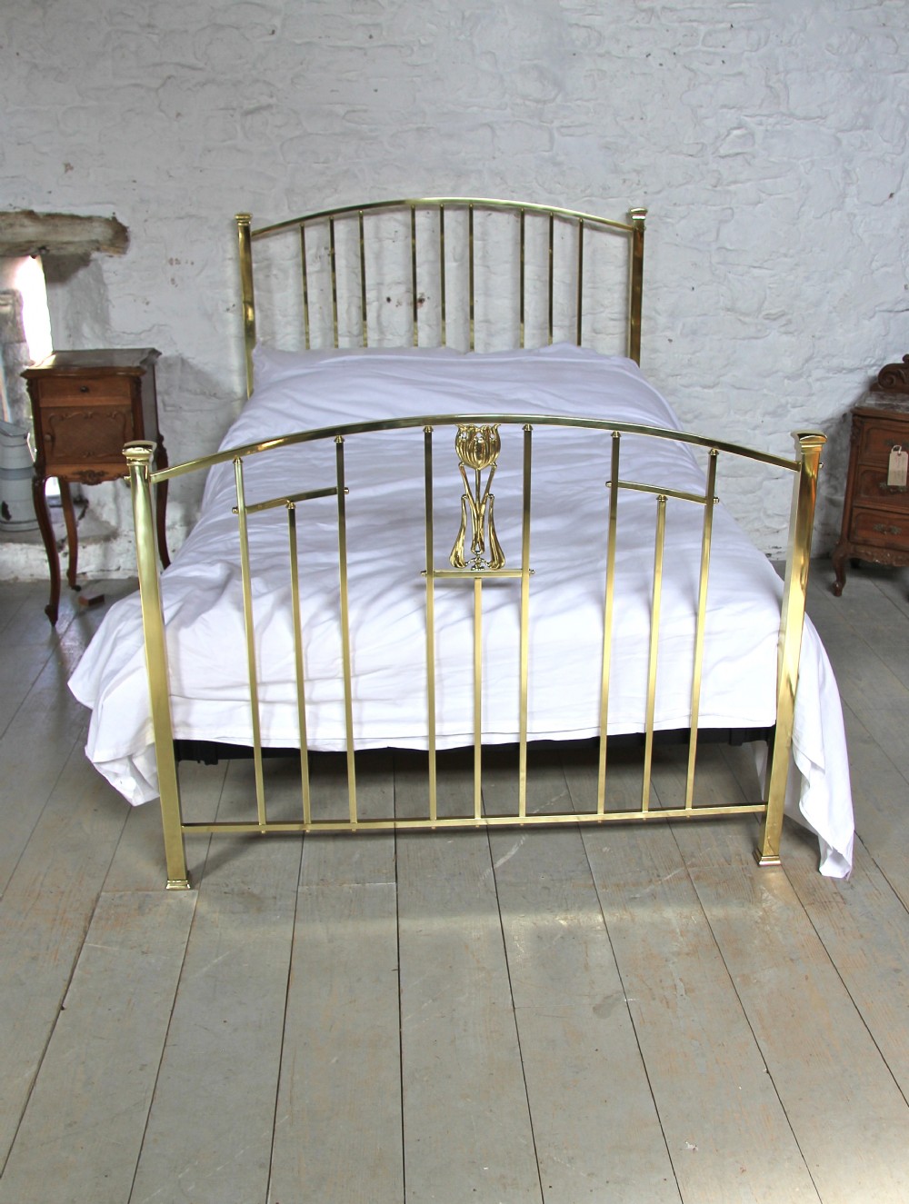 All brass Art Nouveau double bed