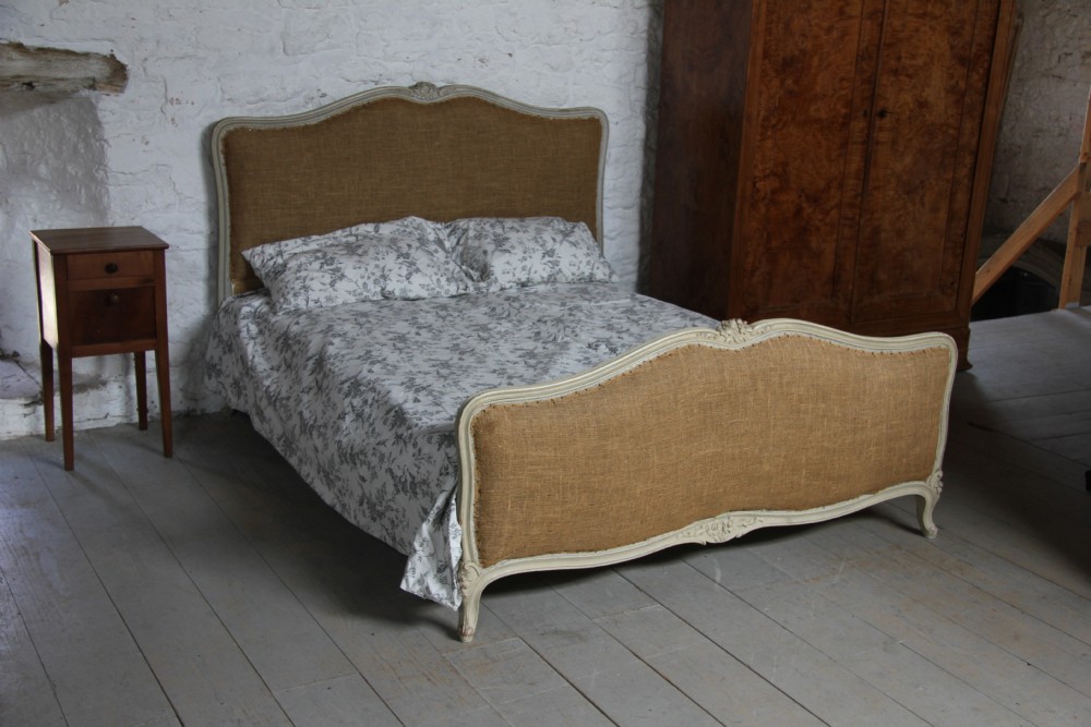 Original French painted king size Louis XV style bed for upholstery