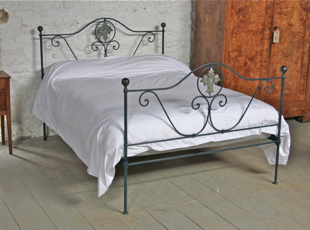 Very pretty simple forged iron bed in blue