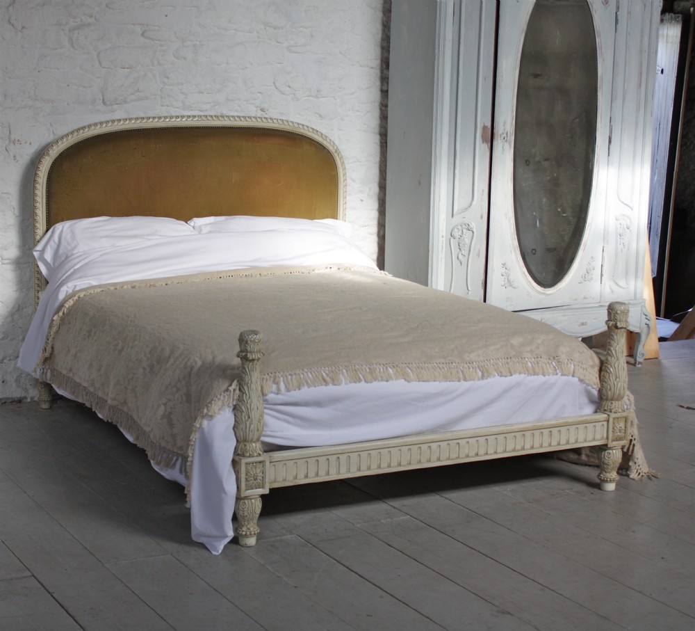 French upholstered no foot board bed suitable kingsize mattress