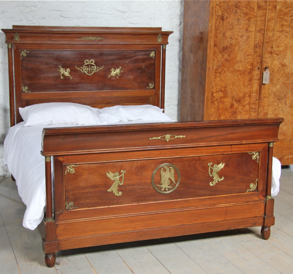 Mahogany Empire style King size bed with exquisite quality ormalu decoration
