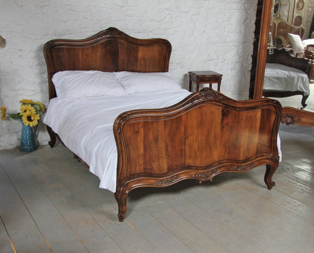 Solid walnut Louis XV style full king size bed
