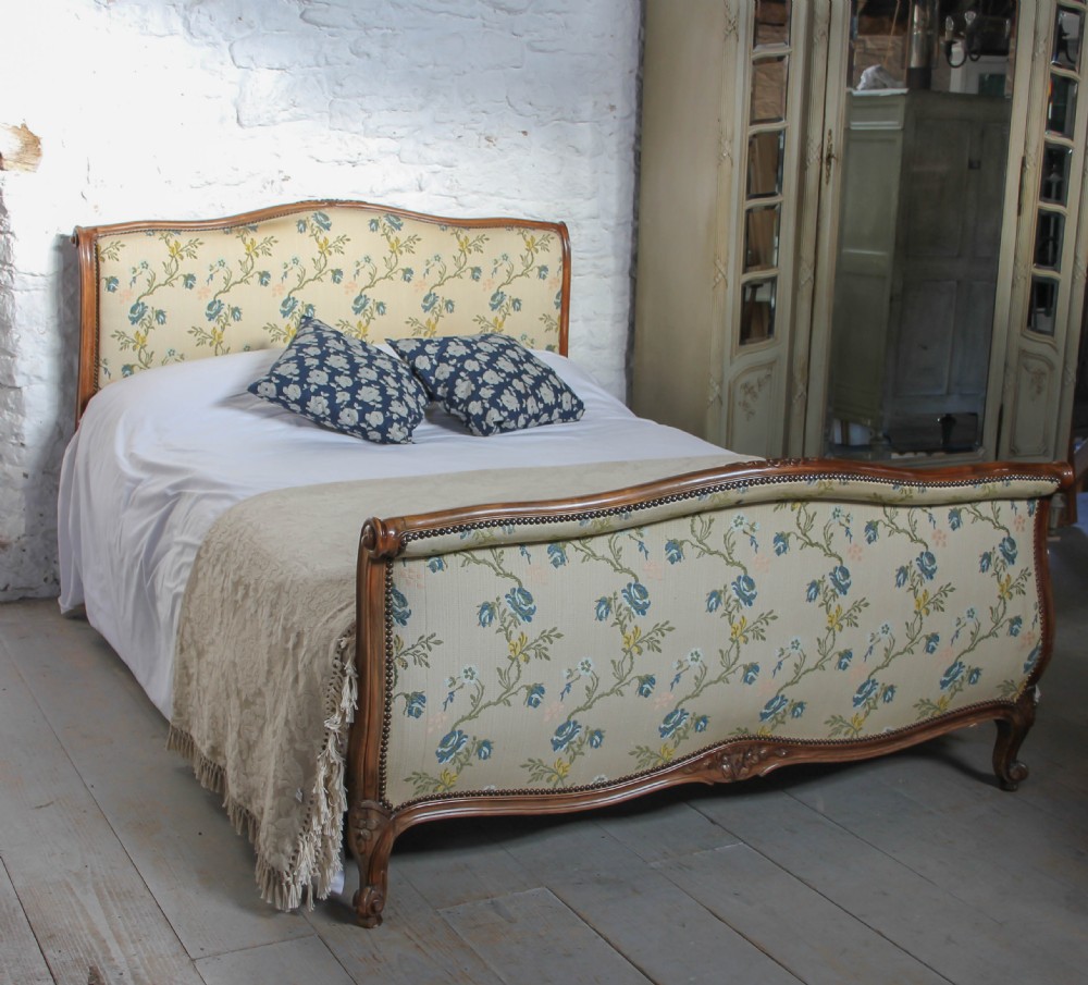 Louis XV wood edge upholstered bed