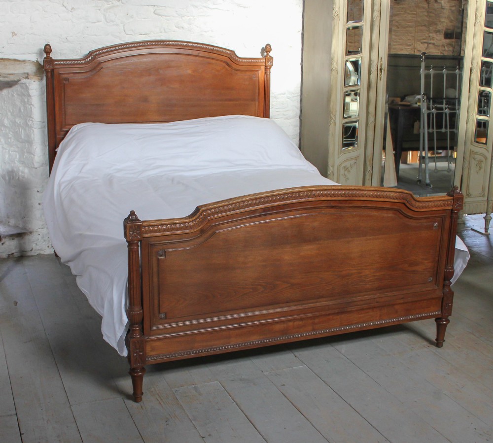 King size French simple Louis XV1 style oak bed