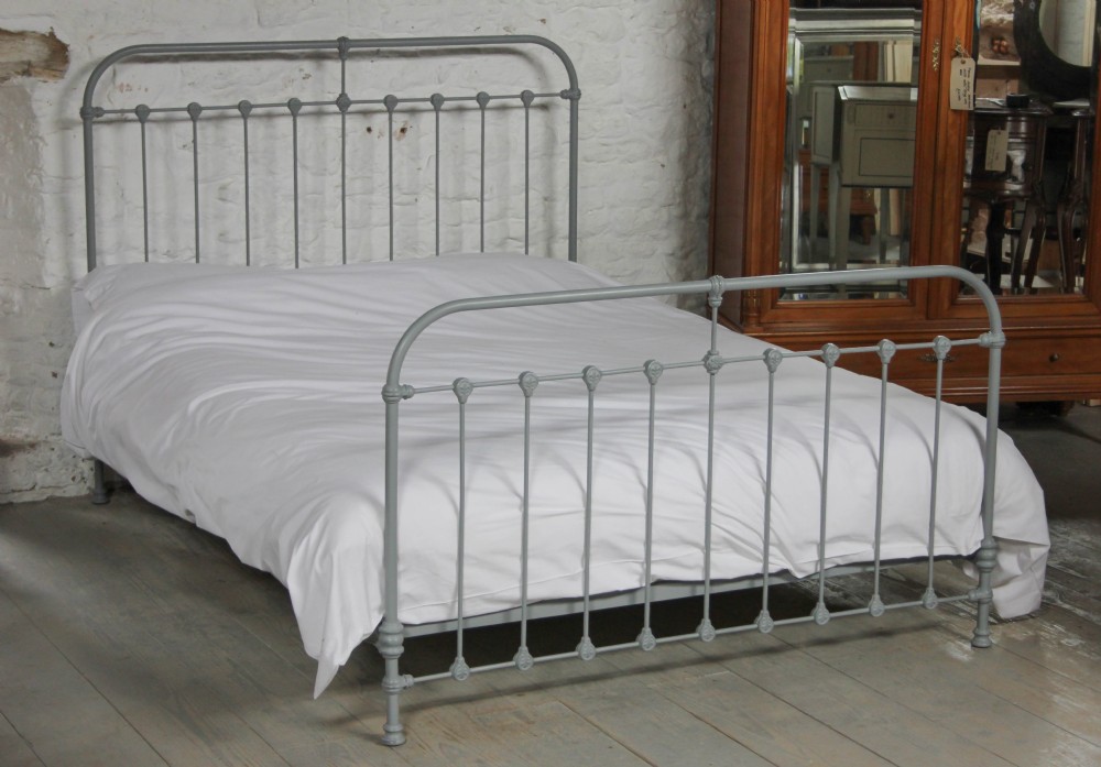Aged grey simple all iron French king size bed