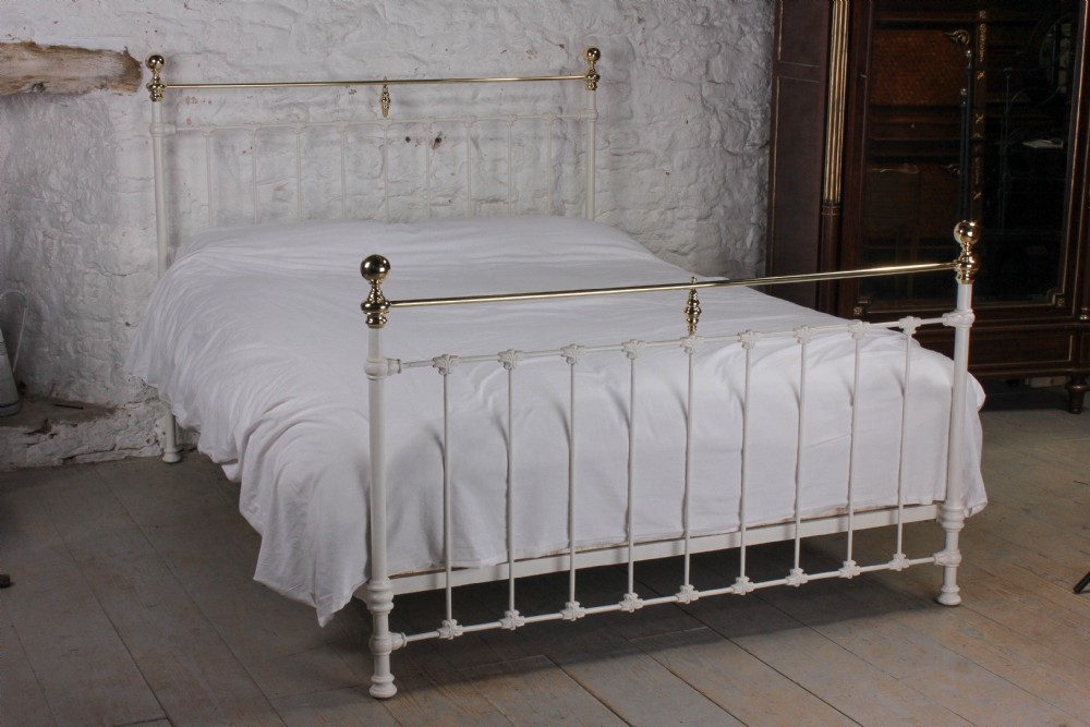 Classic Victorian white brass and iron king size bed