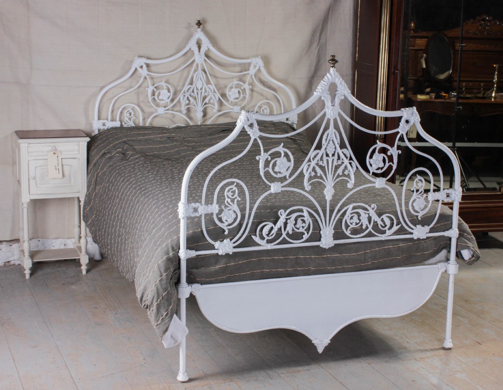 Rare fancy early all iron double bed