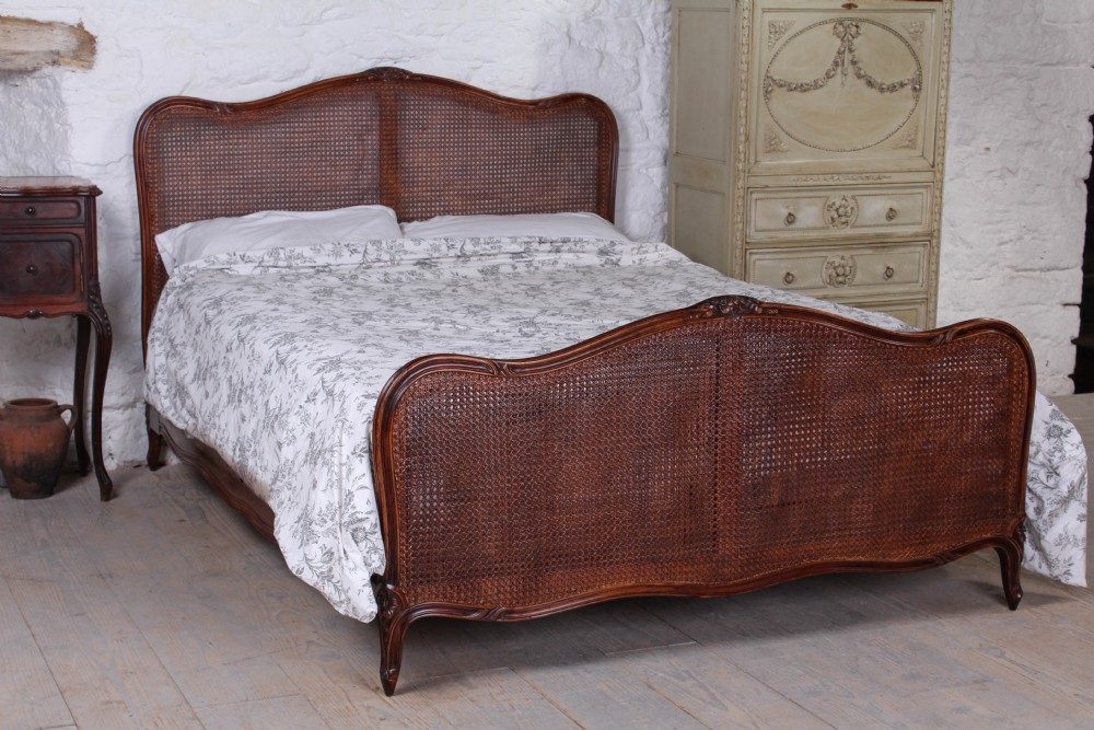 French caned Louis XV style king size bed