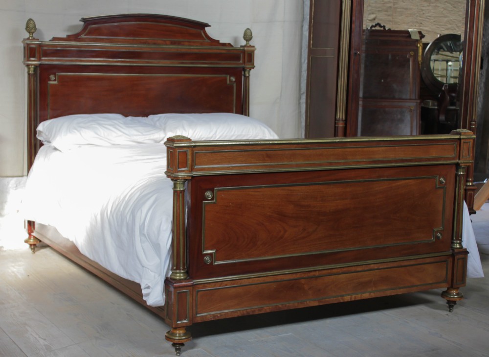 Lovely mahogany and brass double bed
