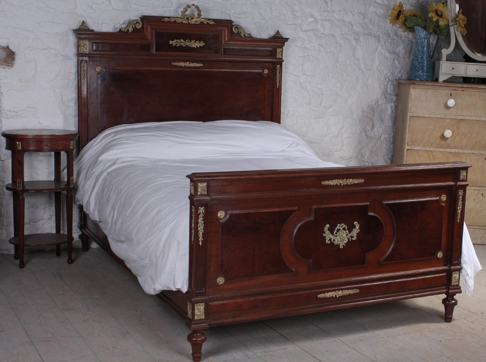 Handsome mahogany and gilded bronze ormalu double bed