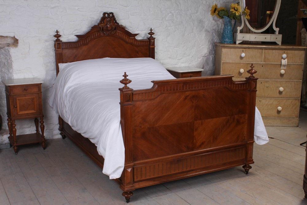 Handsome Walnut Henri II style double bed