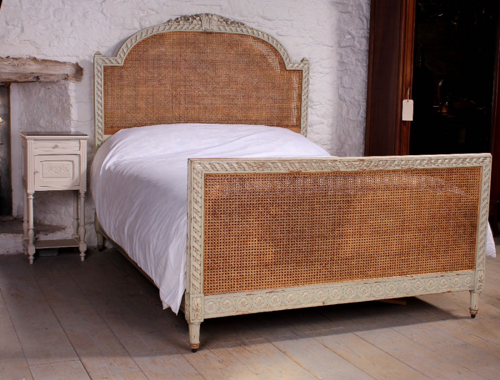 Beautiful original paint 5ft king size bergere caned bed