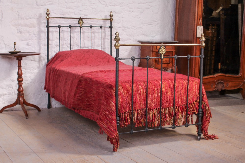 Lovely black and brass Victorian single bed