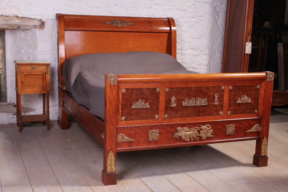 Fantastic Empire style lit bateau bed with exquisite gilt bronze mounts