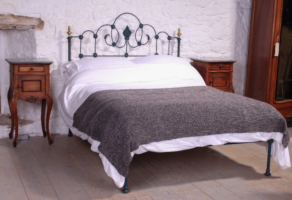 Very individual early Victorian iron and brass low end double bed
