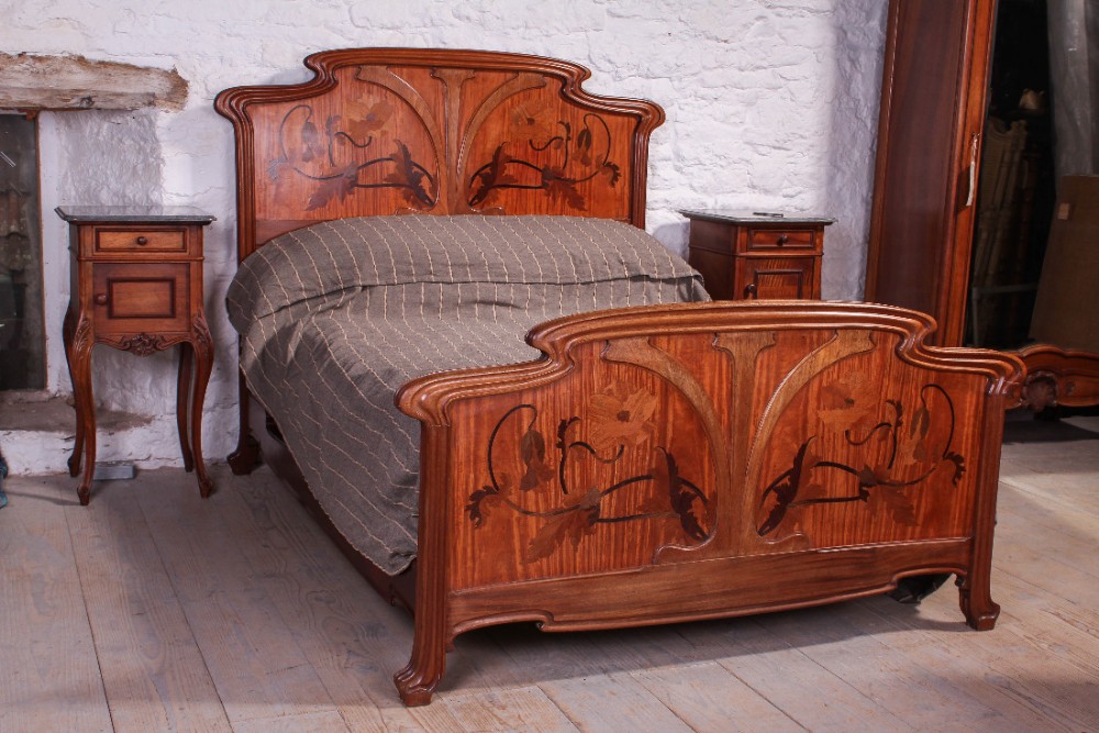 Superb bold Art Noveau double bed