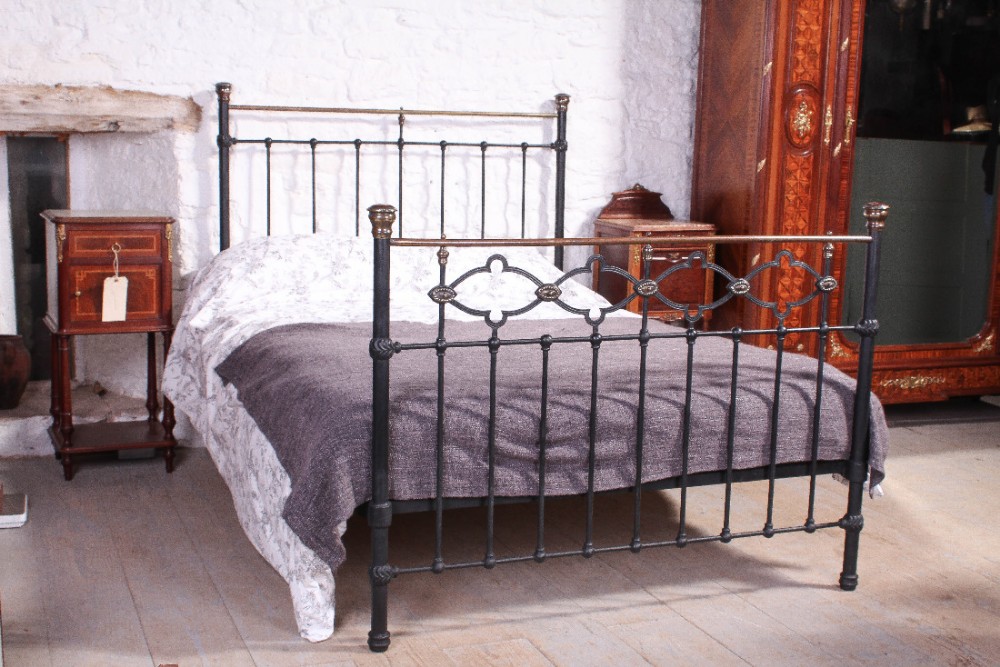 Lovely  double black and brass Victorian bed with all original naturally aged brass