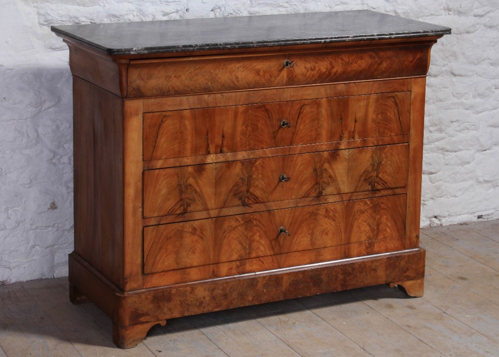 Louis Philippe style walnut commode chest of drawers