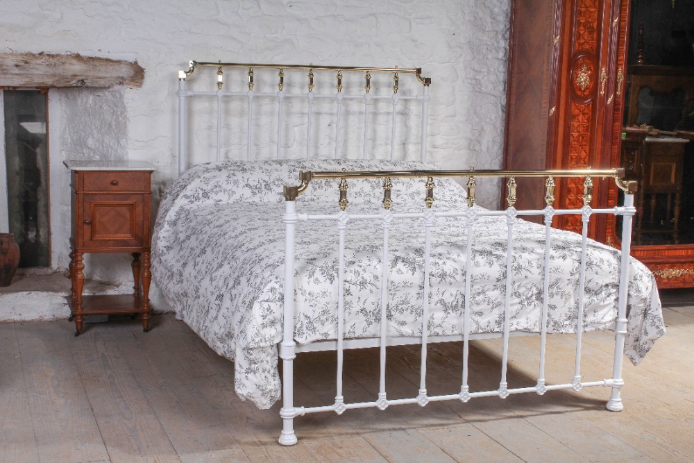 White and brass Spanish double  bed c1900