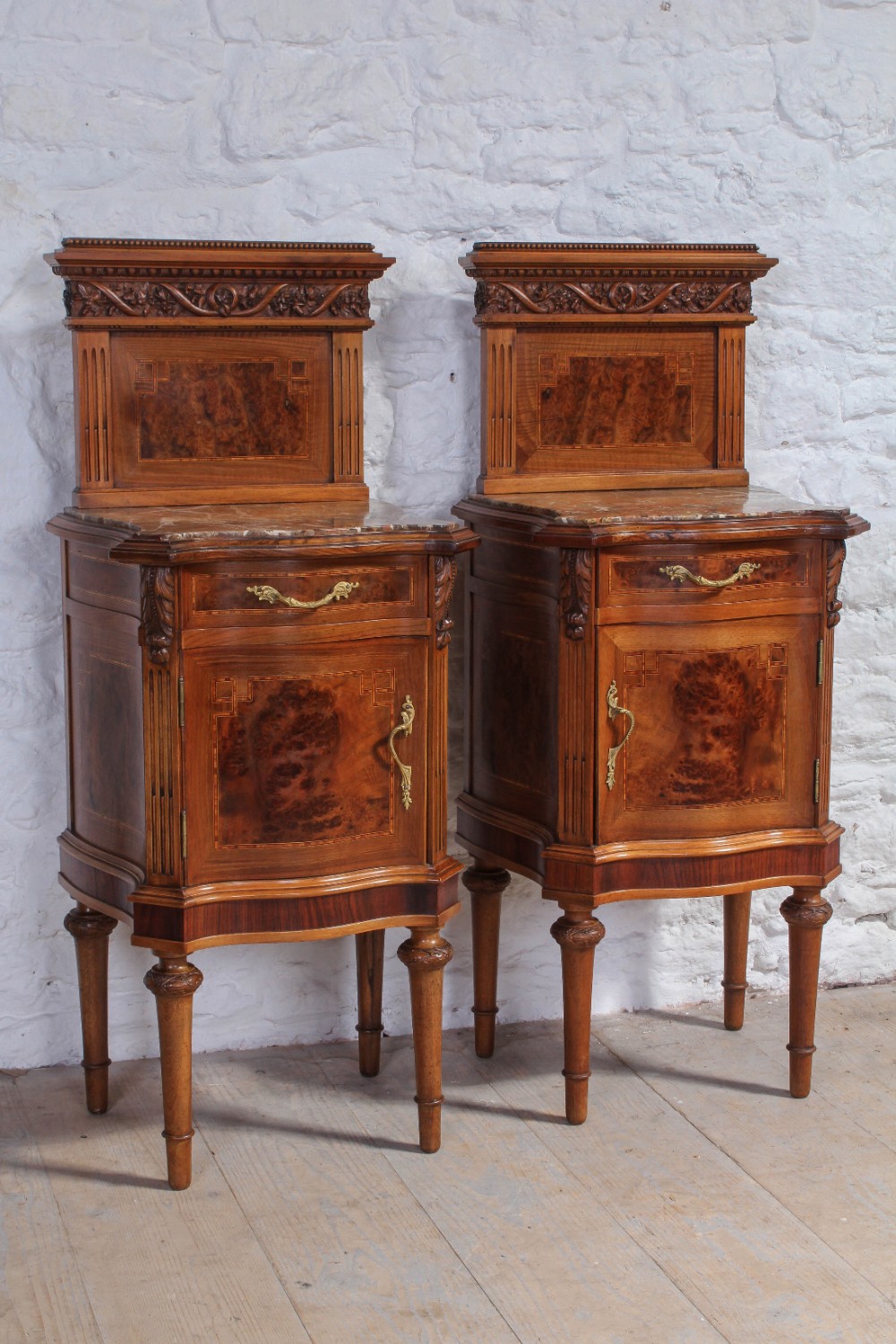 Pair of marble top bedsides (Part of bedroom suite SA 460615)